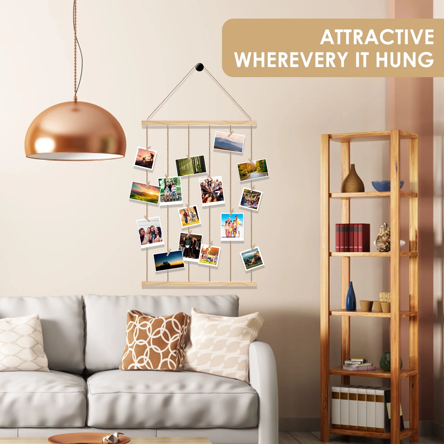 Hanging Photo Display Holder Picture Frames Collage Wall Decor Versatile Photo Hanging Display Picture Board for Home Decoration